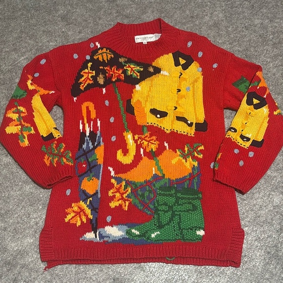 The Eagle's Eye Sweaters - Vintage 1994 Raincoat Duck Sweater The Eagle's Eye W S~M